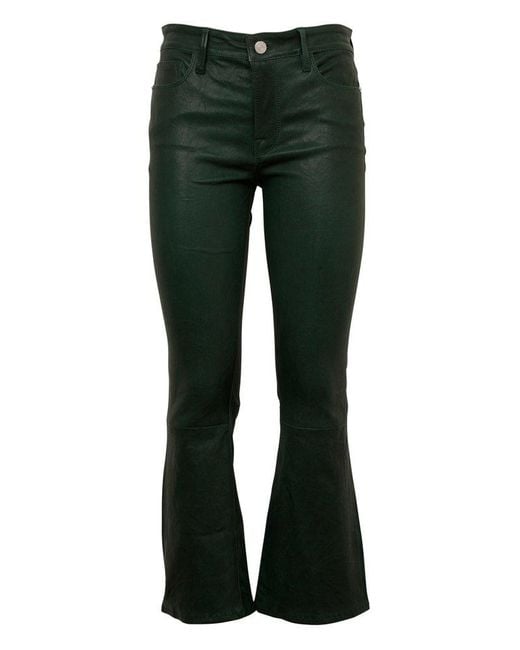FRAME Green Le Crop Panelled Flared Trousers