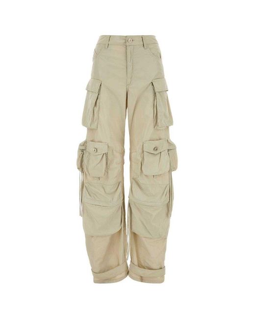 The Attico White Button Detailed High-rise Trousers