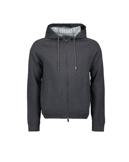 Dior Gray Logo Embroidered Zip-up Hoodie for men