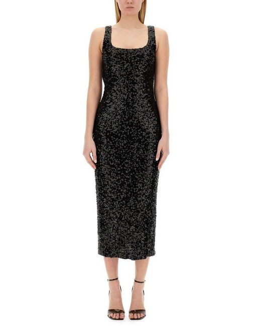 Moschino Black Jeans Sequin Embellished Sleeveless Maxi Dress
