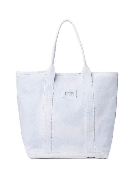 Guess Blue Logo Patch Tote Bag