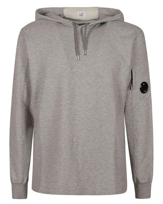 C P Company Gray Light Fleece Hooded Sweatshirt for men