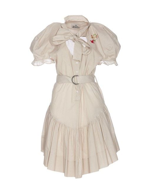 Vivienne Westwood White Knot Detailed Belted Dress