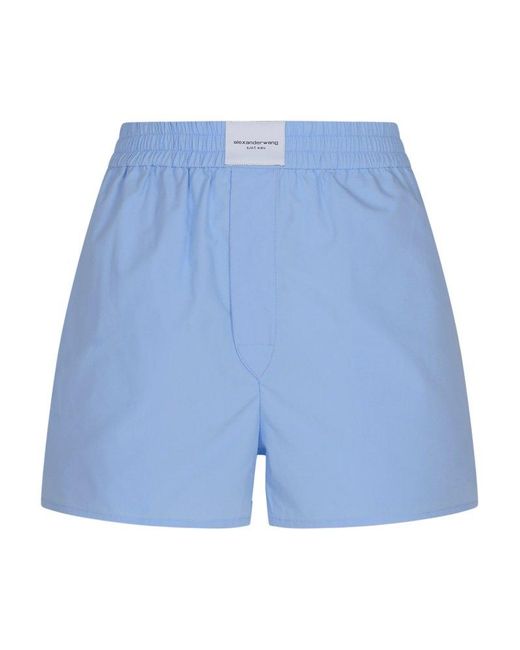Alexander Wang Blue Logo Patch Elastic Waist Shorts