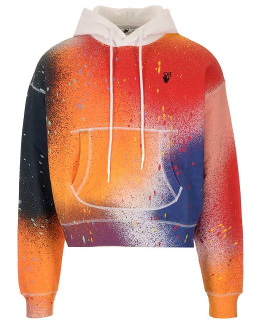 paint splatter off white hoodie
