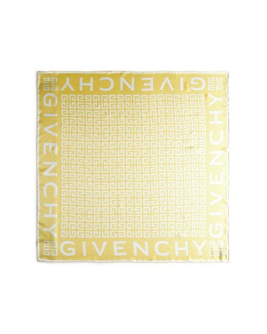 Givenchy Yellow 4g And Logo Silk Scarf