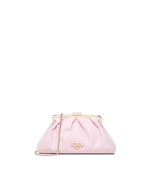 Love Moschino Pink Shoulder Bag With Logo Plaque