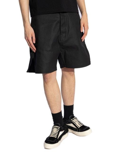 Rick Owens Black Shorts With Leg Slits for men