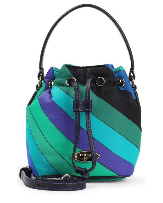 Emilio Pucci Blue Yummy Drawstring Bucket Bag
