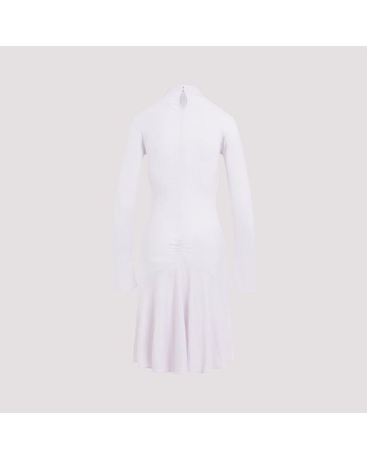 Courreges White High Neck Crepe Jersey Dress