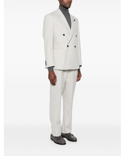 Lardini White Double-Breasted Suit for men