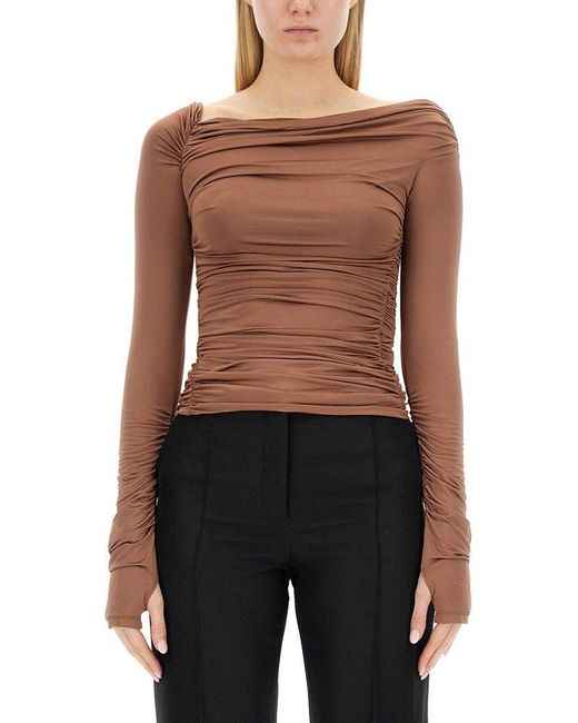 Helmut Lang Black Top With Ruffles