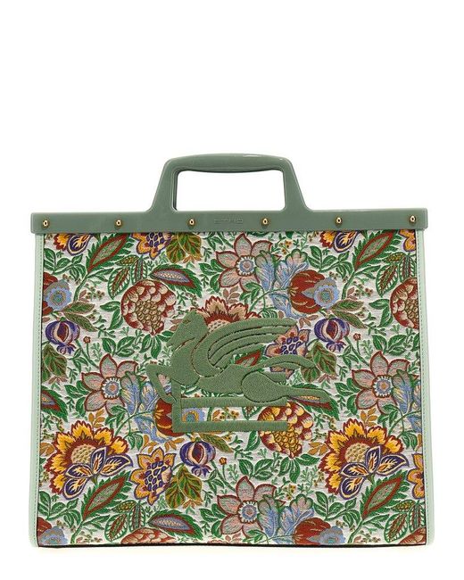 Etro Green Love Trotter Tote Bag