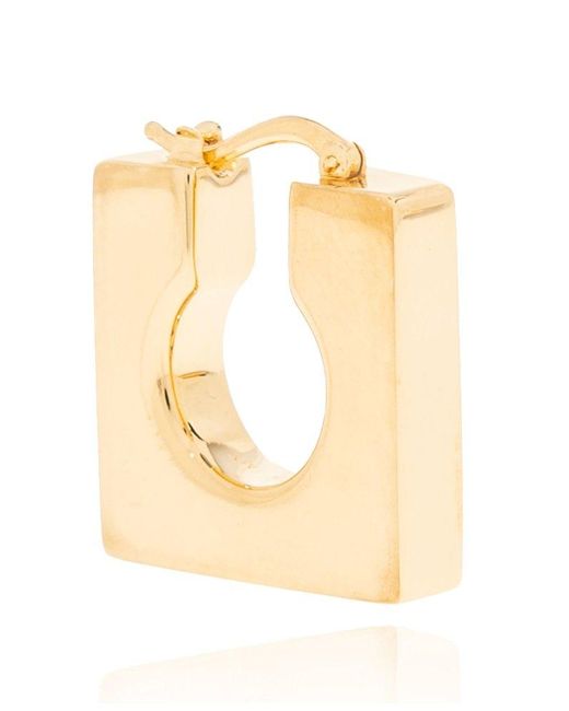 Jacquemus Yellow Les Boucles Asymmetric Gold-tone Brass Hoop Earrings