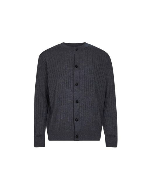 Bottega Veneta Blue Long Sleeved Crewneck Cardigan for men