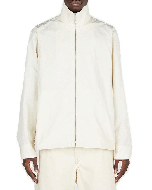 Jil Sander White High Neck Zipped Jacket for men
