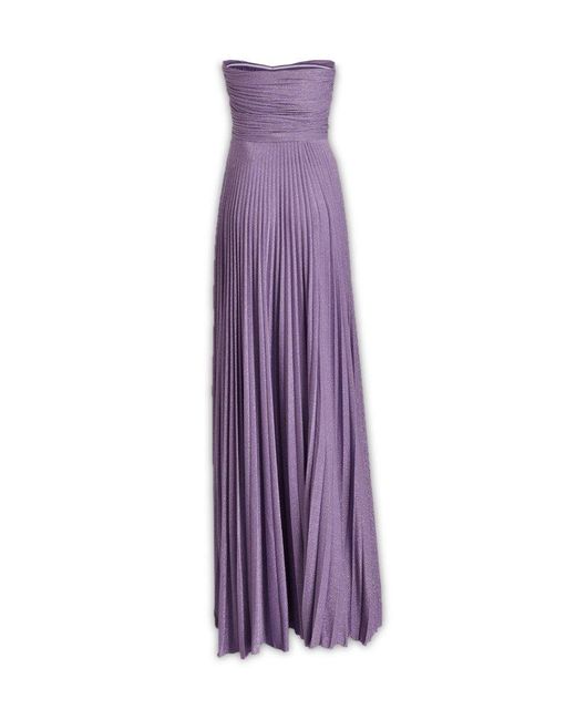 Gering Onbevredigend Tijd Elisabetta Franchi Strapless Maxi Dress in Purple | Lyst