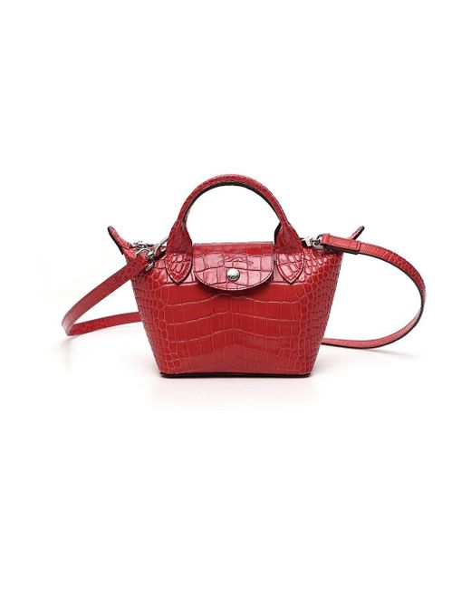 Longchamp Le Pliage Cuir Xs Top Handle Bag in Red | Lyst