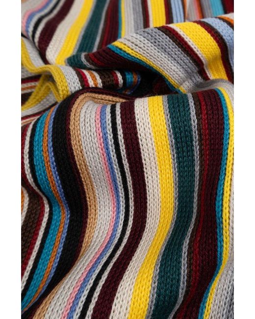 Paul Smith Black Scarf With Stripe Pattern for men