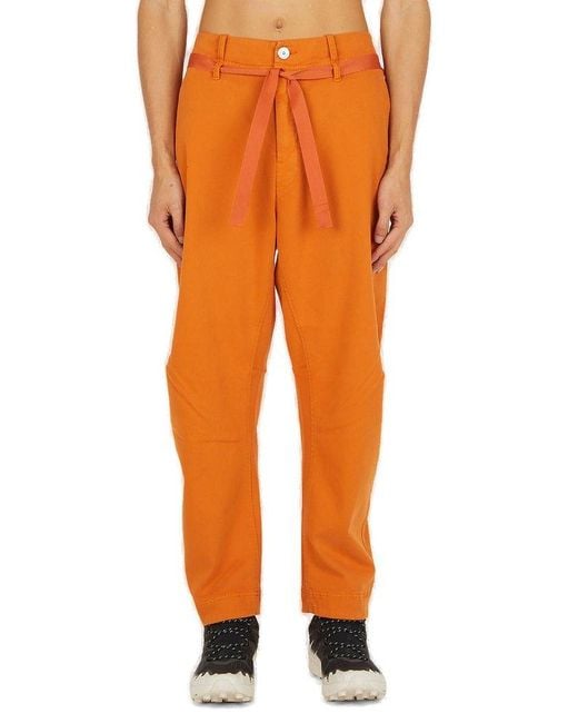 Stone Island Shadow Project Orange Tie-waist Straight Leg Trousers for men