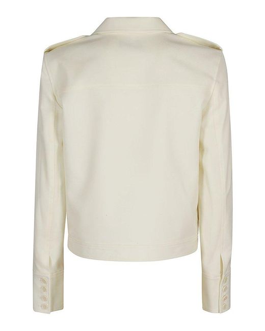 Theory Natural Buttoned Straight Hem Cropped Jacket