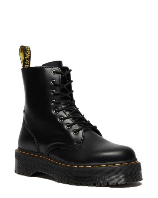 Dr. Martens Black Round Toe Lace-up Chunky Boots