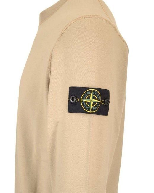 Stone Island Natural Logo-Patch Crewneck Sweatshirt for men