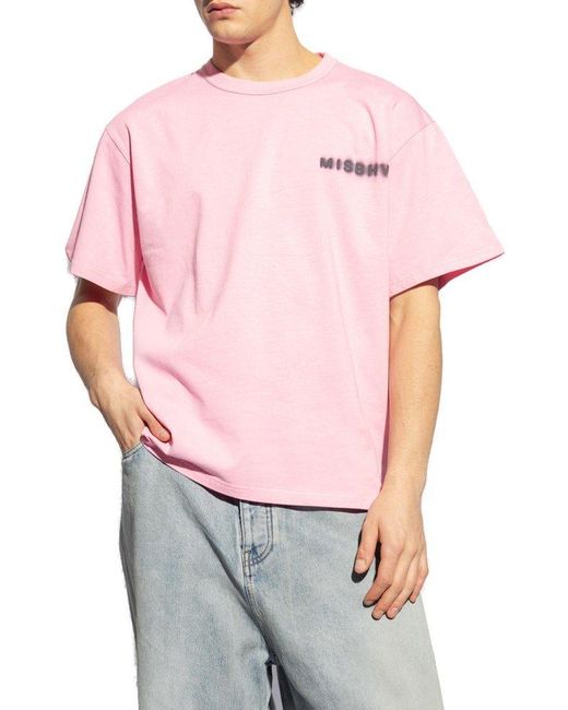 M I S B H V Pink T-shirt With Logo, for men