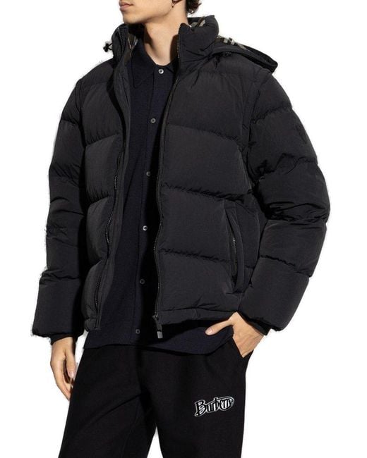 Burberry Black Hooded Down Jacket With Detachable Sleeves for men