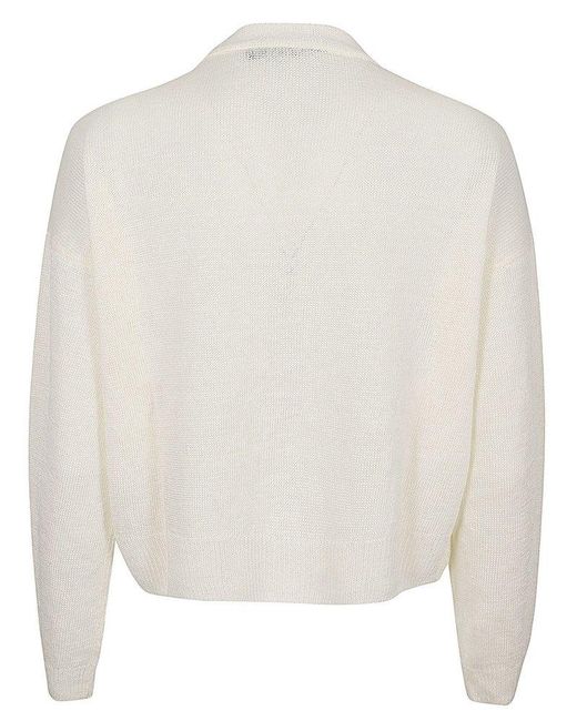 Weekend by Maxmara White Relaxed-fit V-neck Cardigan