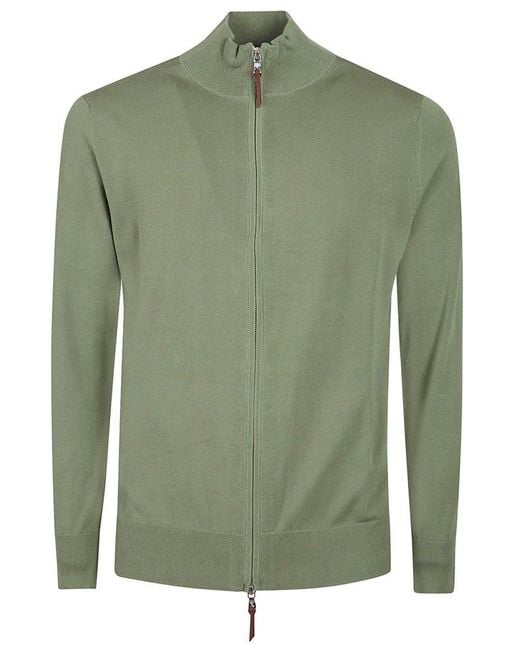 Ballantyne Green Zip-Up Knit Cardigan for men