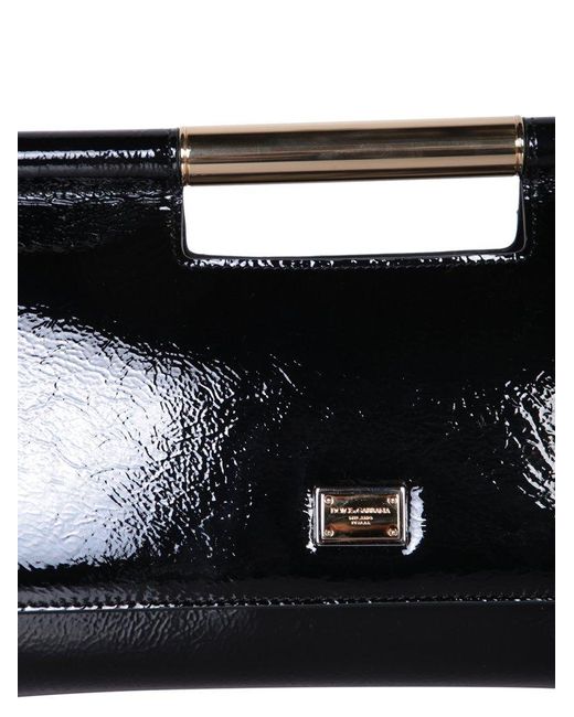 Dolce & Gabbana Black Logo Plaque Clutch Bag