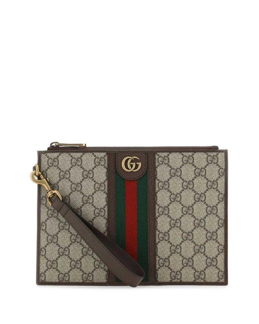 Gucci Gray Double G Plaque Ophidia Pouch for men