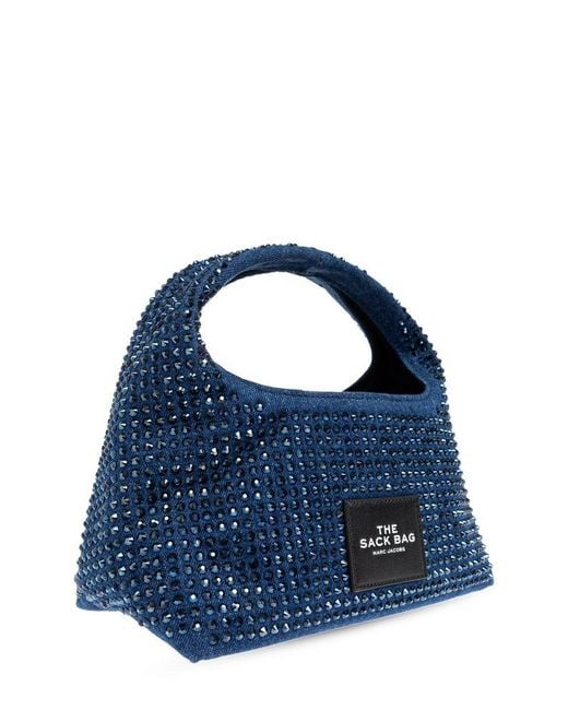 Marc Jacobs Blue Embellished Denim Mini Sack Bag