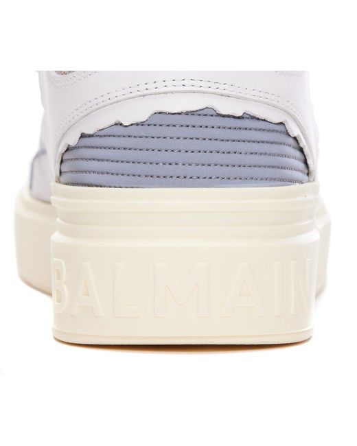 Balmain White 'b Court' Mid Top Sneakers for men