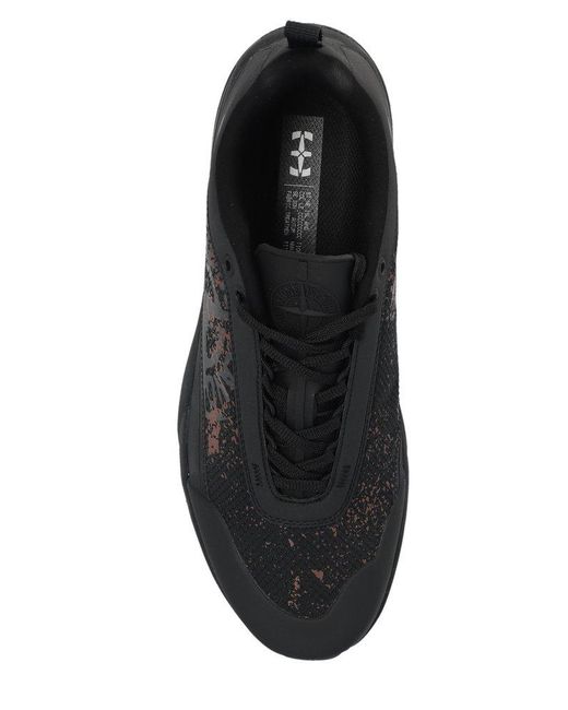 Stone Island Black Grime Round-toe Panelled Sneakers for men