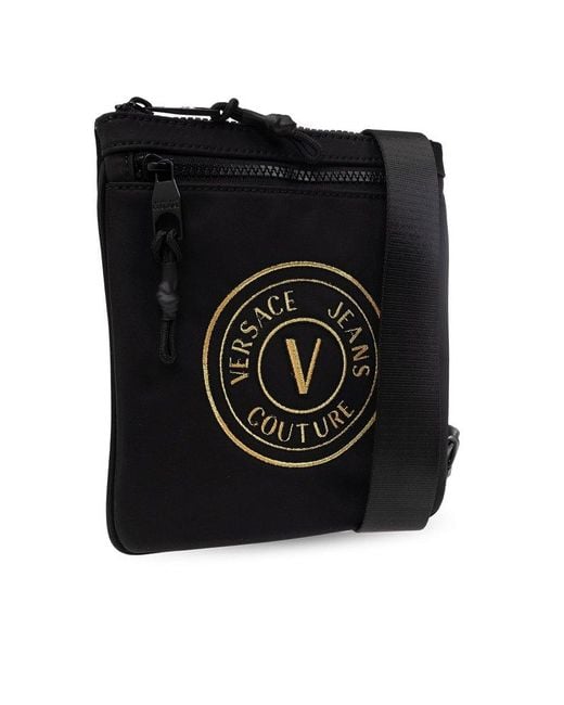 Versace Black Shoulder Bag With Logo, for men