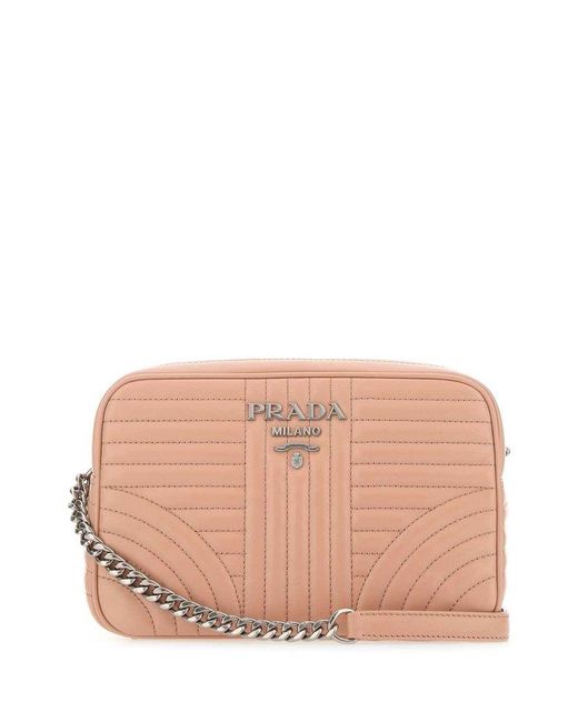 Prada Diagramme Logo Embossed Shoulder Bag in Pink Lyst