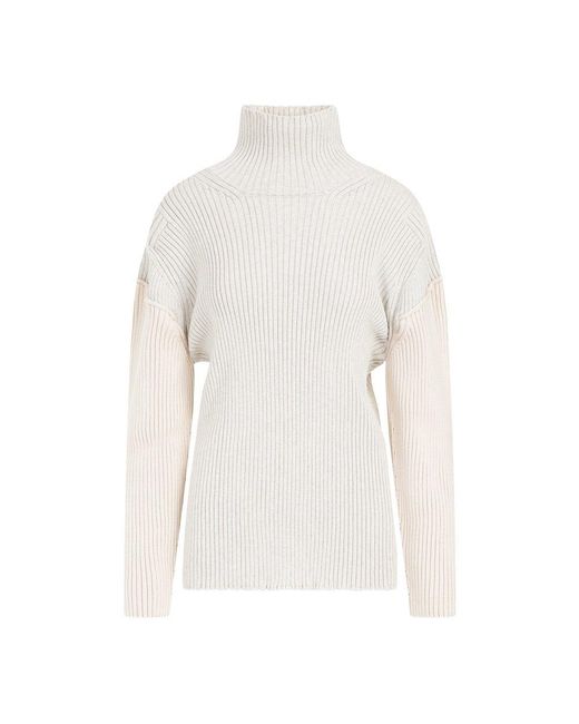 The Row Turtleneck Ribbed Knit Sweater in White Lyst