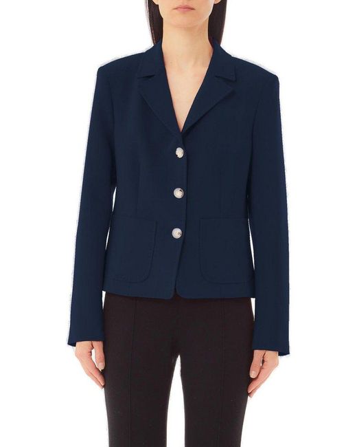 Liu Jo Blue Single-Breasted Cropped Blazer