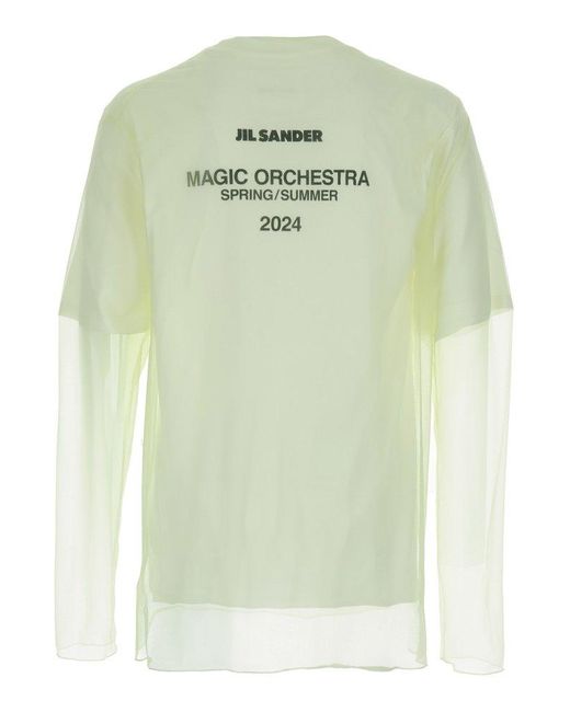Jil Sander White Back Print Short-sleeved T-shirt In Cotton