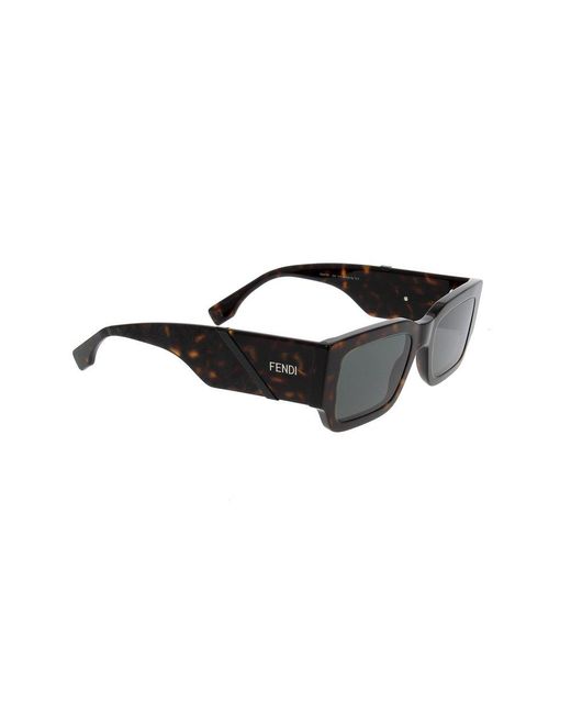 Fendi Black Rectangle Frame Sunglasses