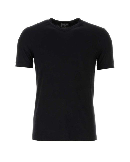 Giorgio Armani Black Icon V-Neck Short-Sleeved T-Shirt for men