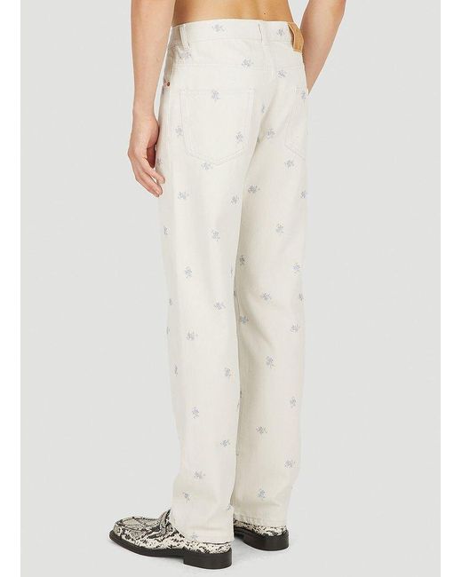 Martine Rose White Relaxed Floral Print Jeans for men