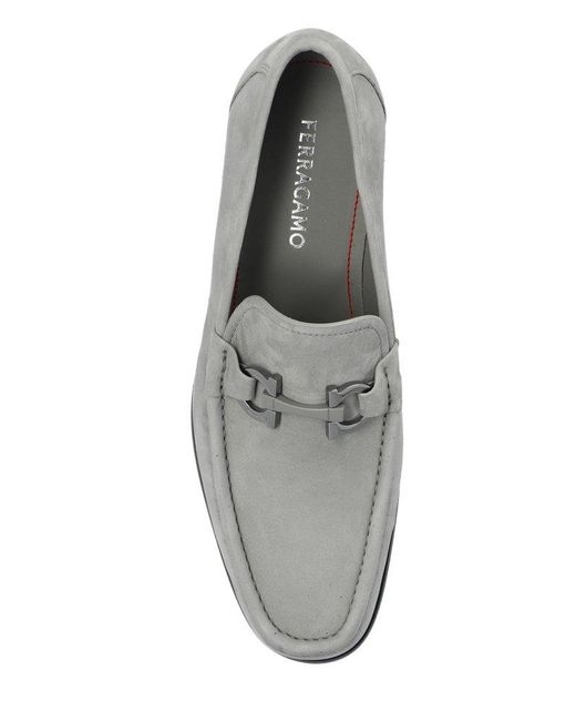 Ferragamo White Gancini Ornament Slip-on Loafers for men