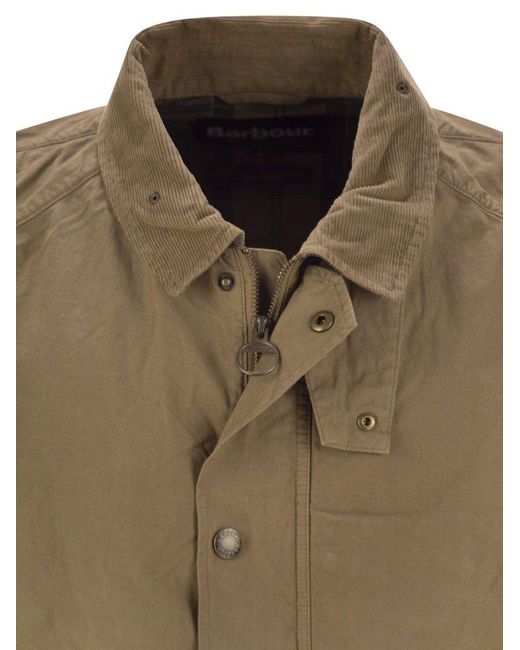 Barbour Green Collared Button-Up Jacket for men