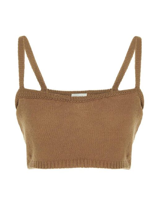 MIXIK Brown Ailen Knit Crop Top