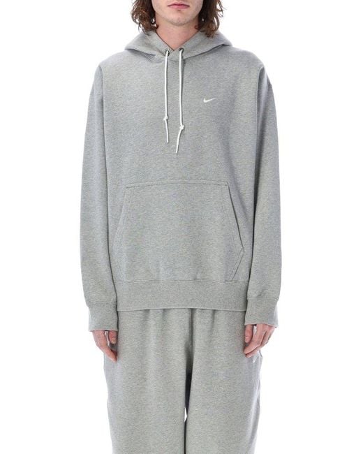 Nike Gray Solo Swoosh Hooded Sweatshirt Dark Grey Heather for men