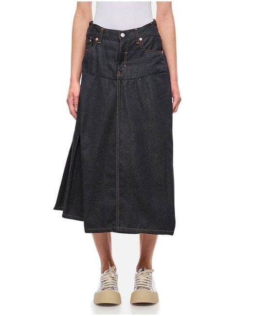 Junya Watanabe Black Low Rise Asymmetric Midi Skirt