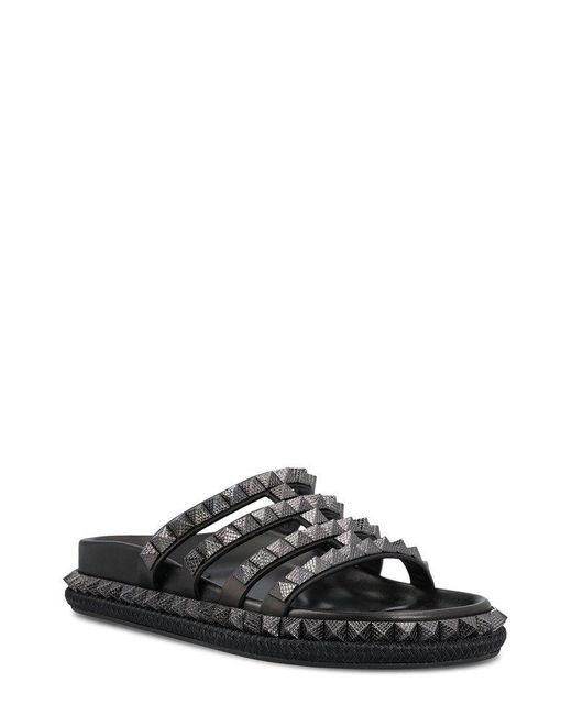 Christian Louboutin Black Stud Embellished Slip-On Sandals